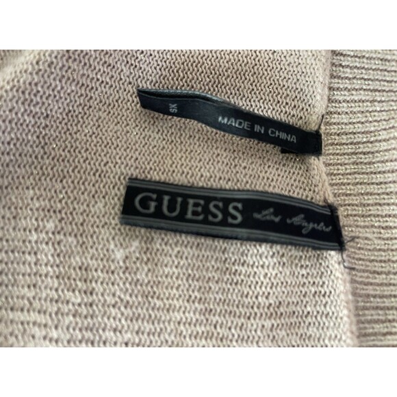 GUESS Vesper High Low Stripe Sweater Pullover Knit Top Metallic Rose Gold XS - Picture 11 of 16